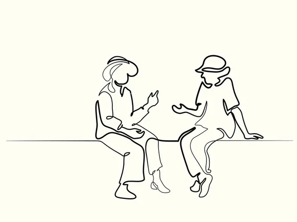 Дві сидячі старі жінки розмовляють — стоковий вектор