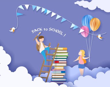 Geri okul kartı çocuklar ve Kitaplar için