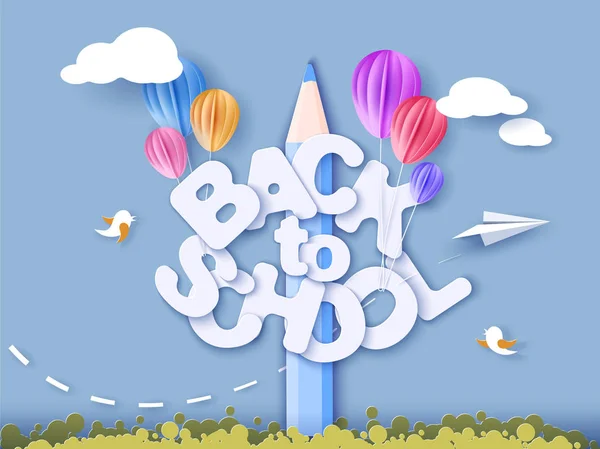 Zurück zum Schulbanner mit Luftballons — Stockvektor