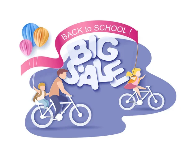 Ritorno a scuola 1 settembre Vendita Bici per bambini — Vettoriale Stock