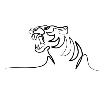 Sürekli bir çizgi çizme kaplan sembolü logosu