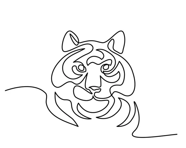 Dibujo continuo de una línea Logotipo del símbolo del tigre — Vector de stock