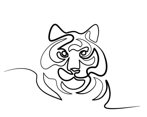 Dessin continu d'une ligne Logo du symbole Tigre — Image vectorielle