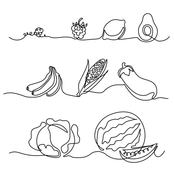 Continuous one line drawing Vegetables differebt s Stock Illustration