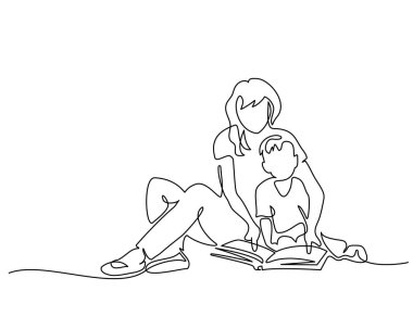 Aile kavramı anne ve oğlu kitap okuma