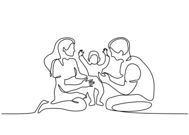 Aile kavramı babası, annesi ve oturan çocuklar