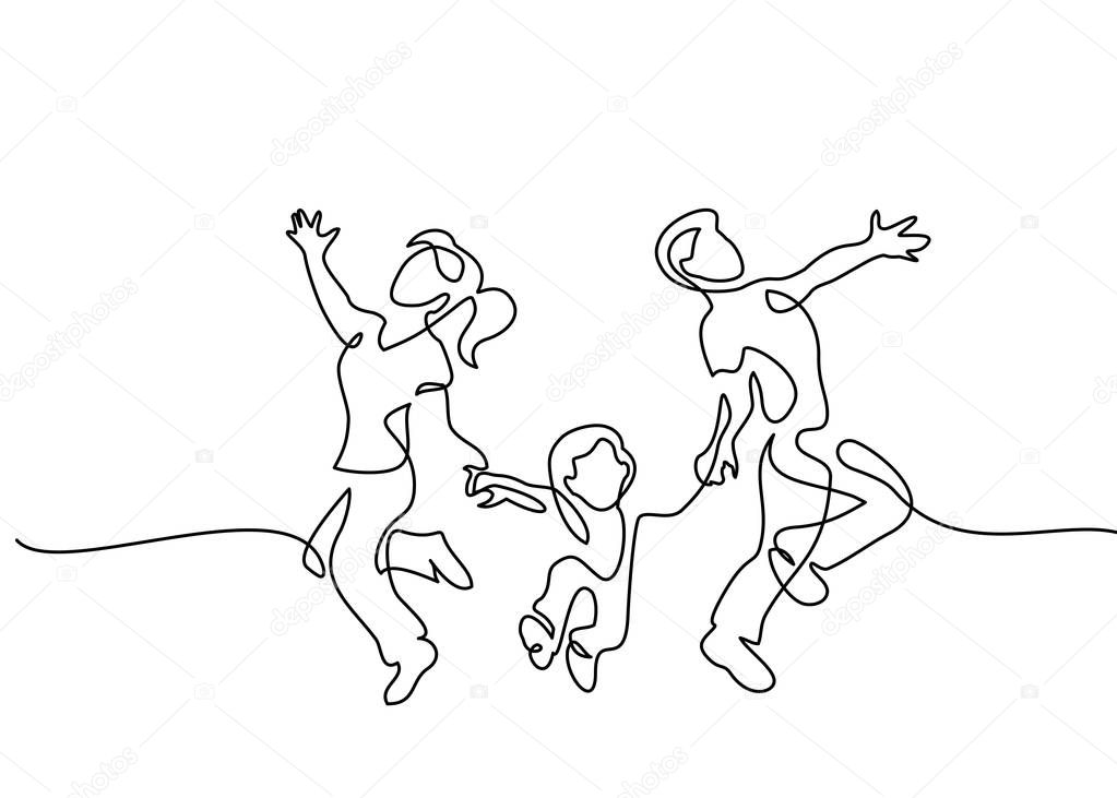 Family concept Father, mother and kids dancing