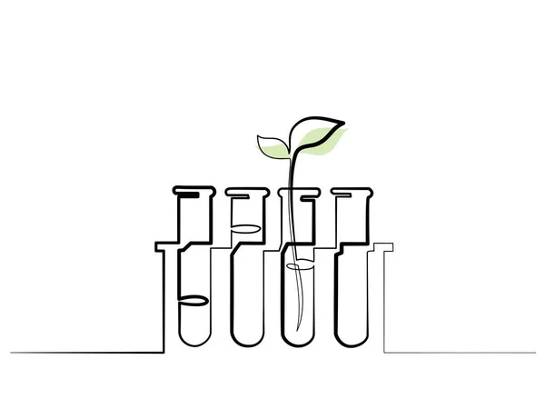 Rétorques de laboratoire chimique avec germe de plante — Image vectorielle