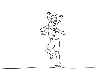 Baba üzerinde oturan çocuk Aile kavramı omuzlar