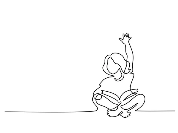 Šťastná dívka otevřené knihy sedí na podlaze — Stockový vektor
