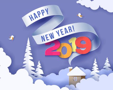 Neşeli Noel kartı renk kağıt kesme tasarım