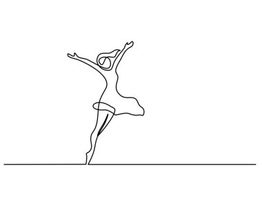 Mutlu kadın sürekli bir çizgi çizme germe