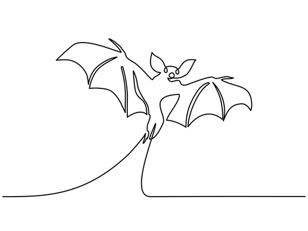 Silueta de murciélago de Halloween Dibujo continuo de una línea — Archivo Imágenes Vectoriales