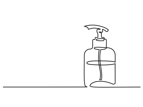 Косметическая бутылка шампуня Непрерывная ничья на одну линию — стоковый вектор