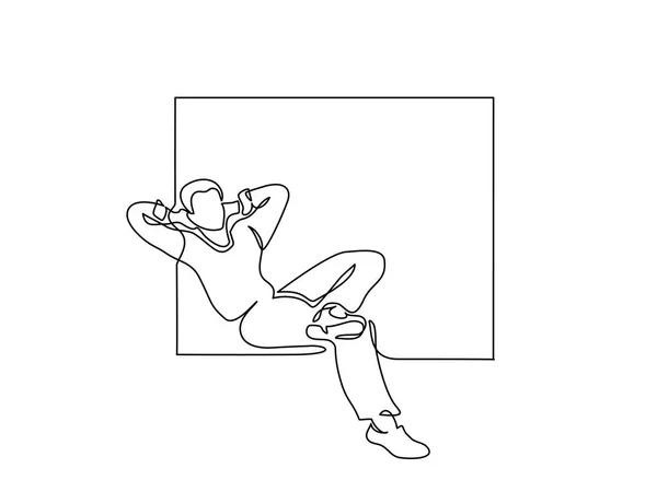 Mladý muž, relaxační a v okně sedí — Stockový vektor