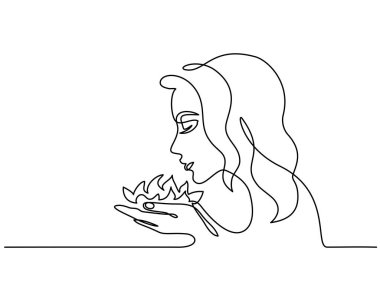 Closeup of pretty young woman smelling flower vector Closeup of pretty young woman smelling flower vector