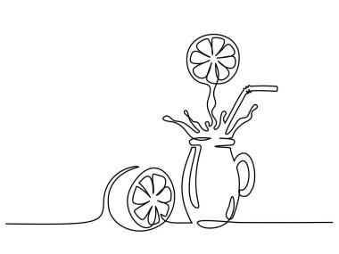 Portakal suyu sıçrama cam sürekli bir çizgi