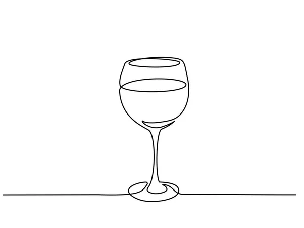 ワイン グラス 1 つ連続的にライン描画ベクトル — ストックベクタ