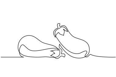 Sürekli bir çizgi çizmek sebze iki patlıcan