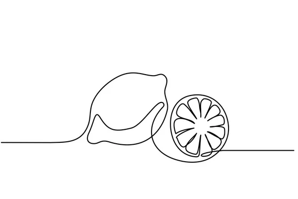 Kontinuální jeden řádek nakreslit Lemon lime ovoce — Stockový vektor