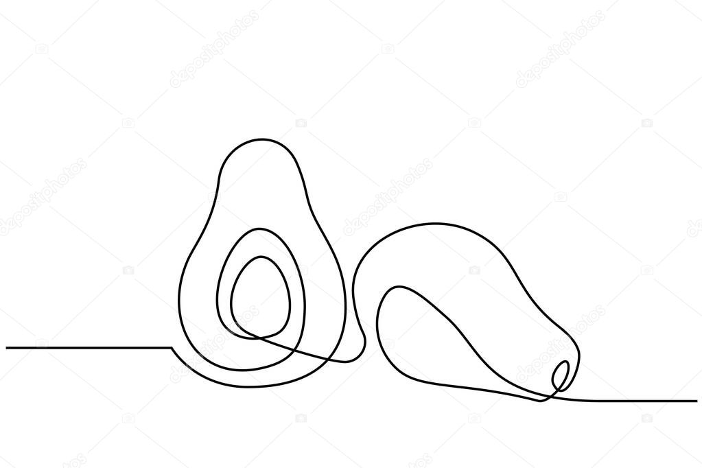 Continuous one line draw Vegetables two avocado