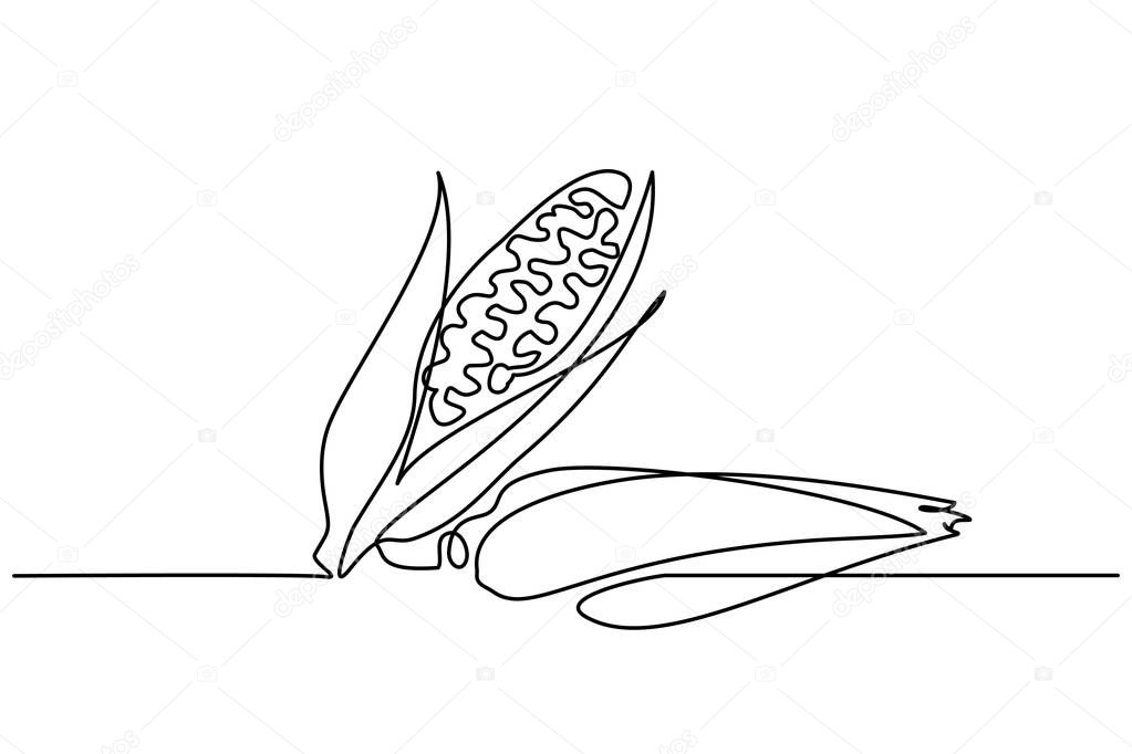 Continuous one line draw Vegetables two corn