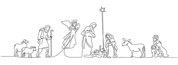De scène van de Bijbel van de Heilige familie. Vectorillustratie — Stockvector
