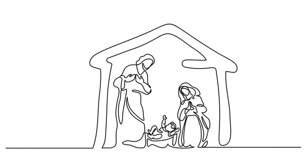 Veselé vánoční scéna ze svaté rodiny. Vektor — Stockový vektor