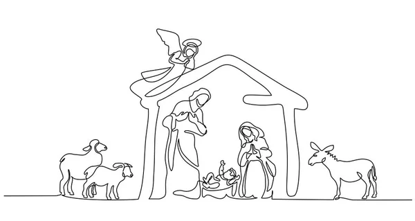Escena bíblica de la Sagrada Familia. Ilustración vectorial — Vector de stock