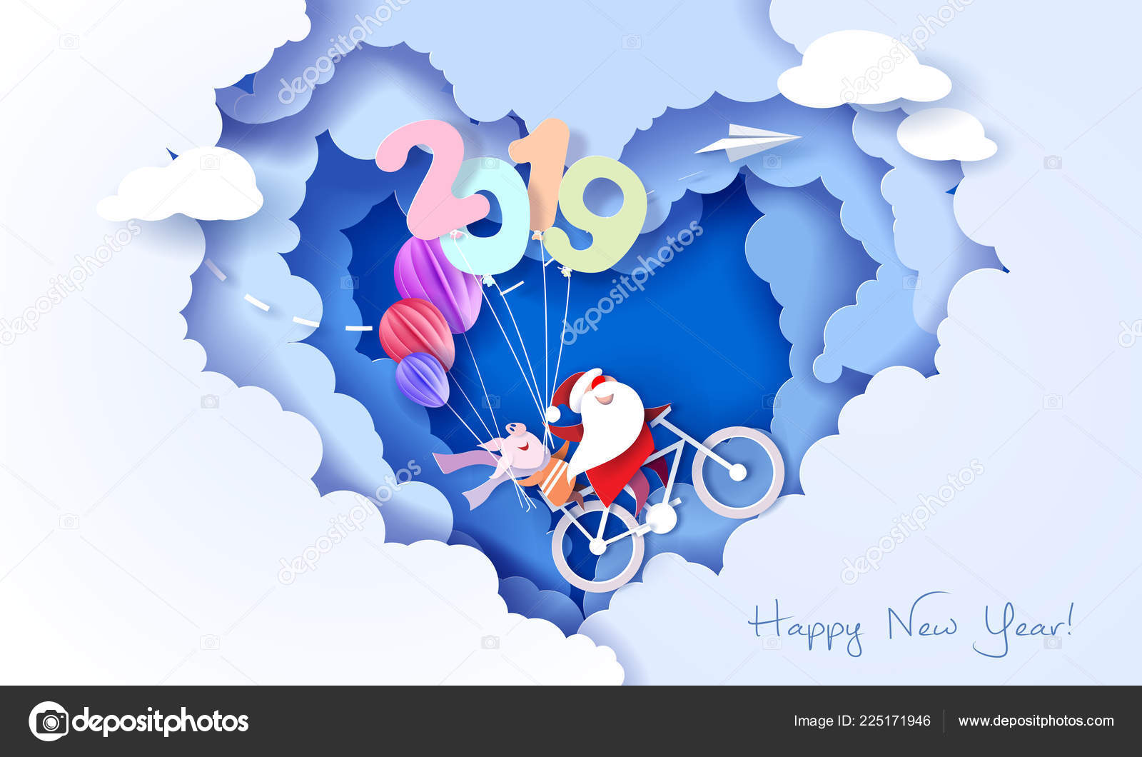 19 Happy New Year Design Card With Santa And Elf Vector Image By C Valenty Vector Stock