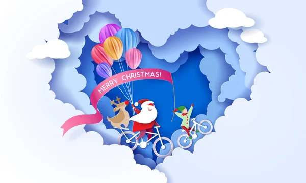 Merry Christmas card design z Santa i elf — Wektor stockowy