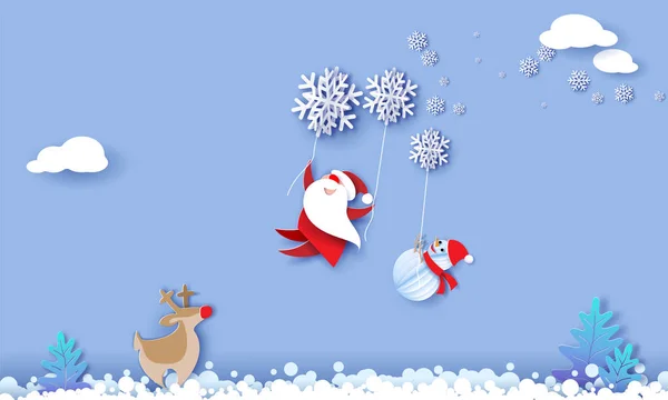 Frohe Weihnachten Designkarte mit Weihnachtsmann — Stockvektor