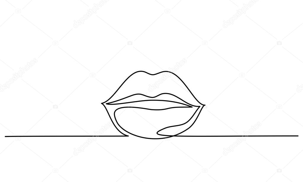 Woman lips logo on the white background