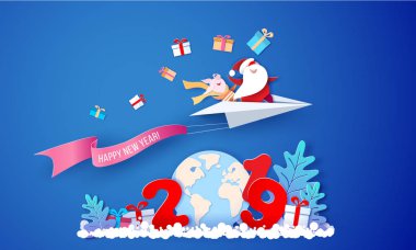 2019 yeni yıl satış tasarım kartı Noel Baba ile