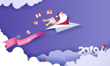 2019 yeni yıl satış tasarım kartı Noel Baba ile