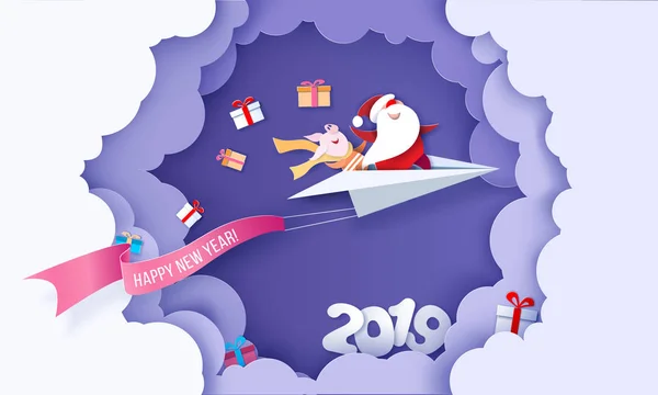 2019新年销售设计卡与圣诞老人 — 图库矢量图片