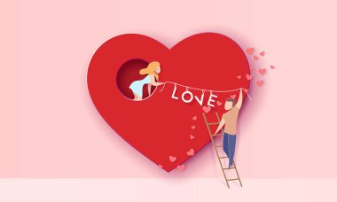 Sevgililer günü kartı ile kaç aşk kalp içinde