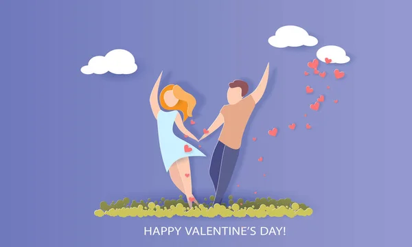 Carte Saint Valentin avec couple amoureux — Image vectorielle