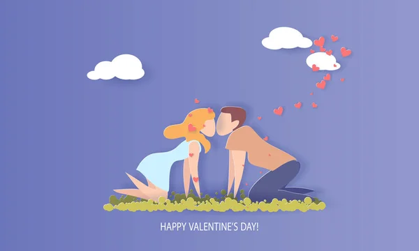 Tarjeta de San Valentín con corazones enamorados — Vector de stock