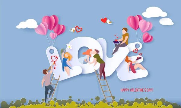 Valentin-nap kártya szerelem szív pár — Stock Vector