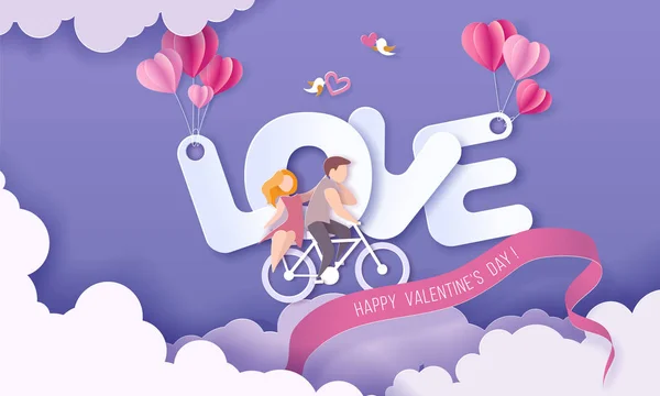 Valentýna karty s pár v lásce srdce — Stockový vektor