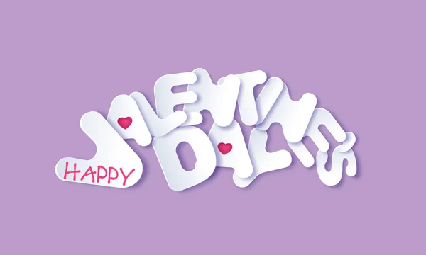 Feliz día de San Valentín tarjeta papel tipografía cartel — Vector de stock