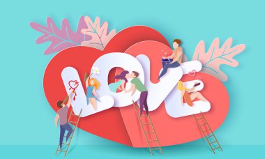 Sevgililer günü kartı ile kaç aşk kalp içinde