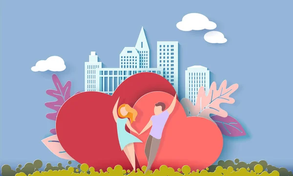 Carte Saint Valentin avec couple amoureux — Image vectorielle