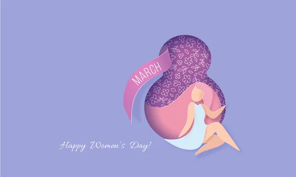 Happy Women Day vacances Carte de coupe de papier — Image vectorielle