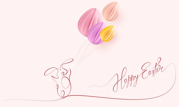 Feliz Páscoa. Coelho bonito com balões de ar — Vetor de Stock