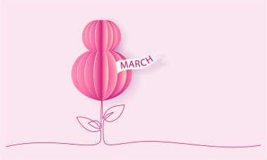 Kart mutlu 8 Mart kadınlar günü kağıt kesme