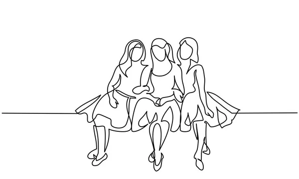 Amis filles assises ensemble — Image vectorielle