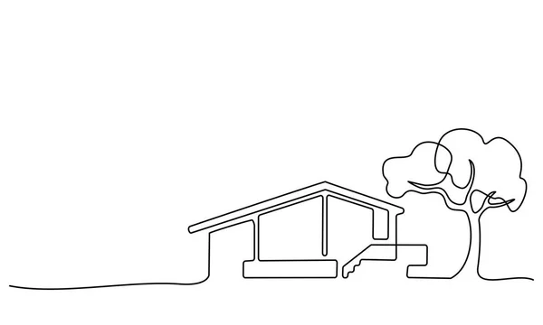 Dessin continu d'une ligne Logo de la maison moderne — Image vectorielle