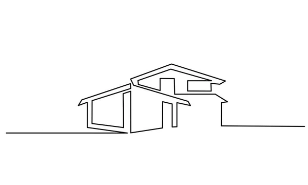 Folyamatos egy vonalas rajz Modern ház logó — Stock Vector